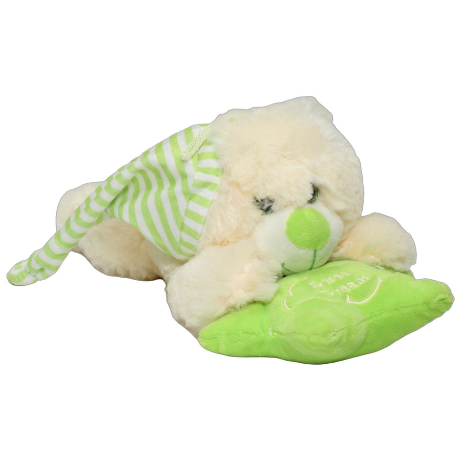 Liegender Eisbär mit Zipfelmütze & Kissen "Sweet Dream"
