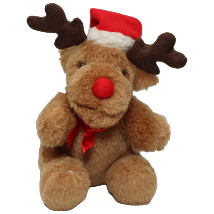 Sitzendes Rentier mit Weihnachtsmütze