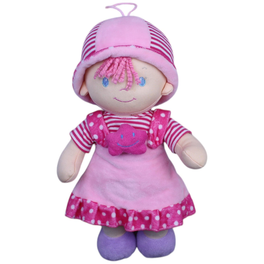 Stoffpuppe mit Sternen-Kleid, rosa