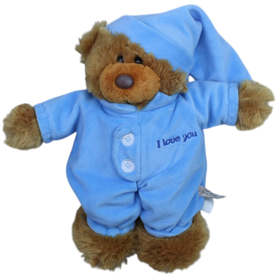 Teddybär im Schlafanzug "I love you", blau