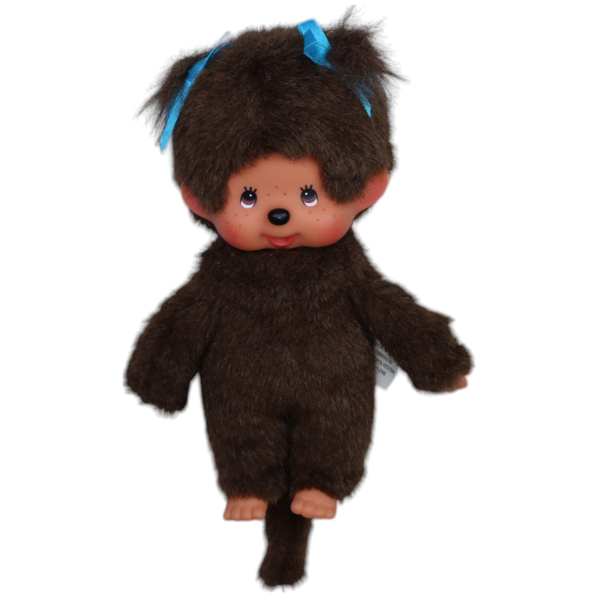 123000011749 Sekiguchi Monchhichi, Mädchen mit Zöpfen und blauer Schleife Kuscheltier Kumpel Leo Gebraucht