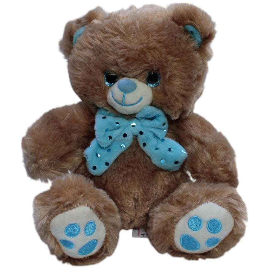 Süßer Teddybär mit blauer Schleife, beige
