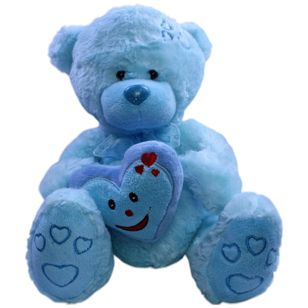 123000013069 TE - Importe Süßer blauer Teddybär mit Herz Kuscheltier Kumpel Leo Gebraucht Teddy Teddybär