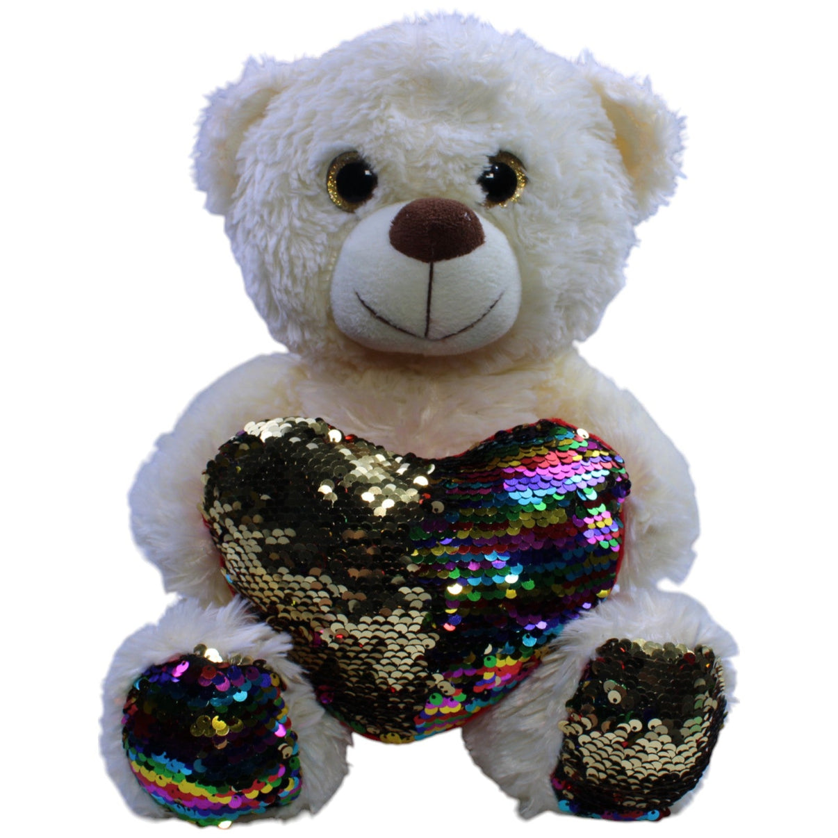 123000013163 Krüger & Gregoriades Süßer Teddybär mit Pailletten - Herz Kuscheltier Kumpel Leo Gebraucht Teddy Teddybär