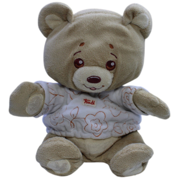 Teddybär mit weißem Blumen-Shirt