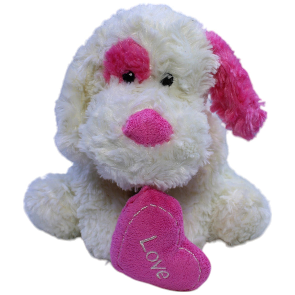 123000013204 Unbekannt Hund mit rosa Herz "Love", weiß - pink Kuscheltier Kumpel Leo Gebraucht Hund