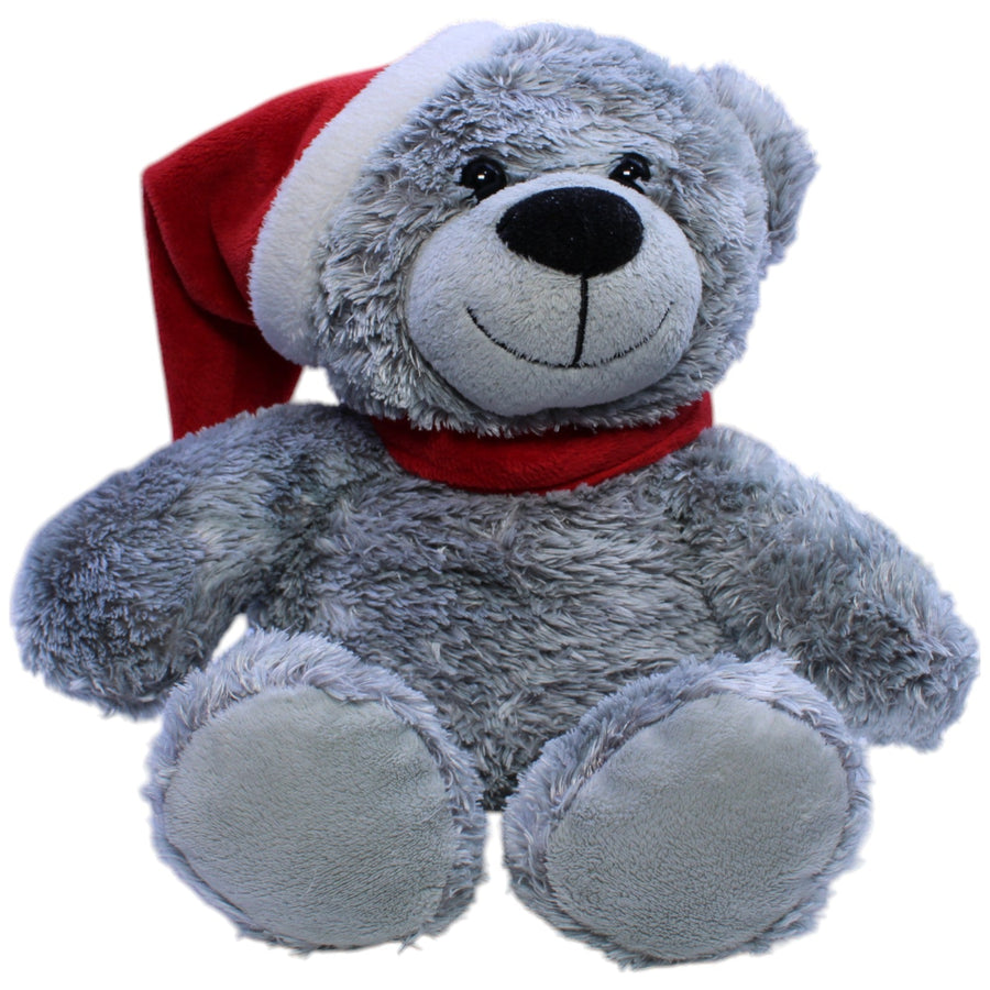 Weihnachtsteddy mit Mütze & Schal, grau