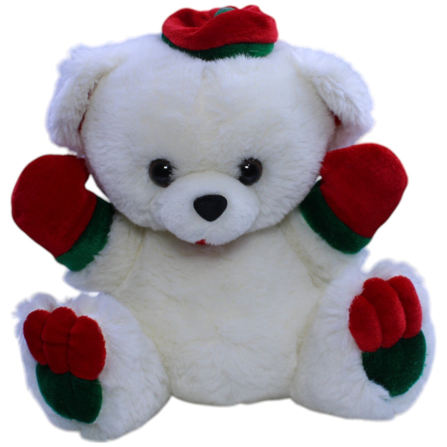 Weihnachtlicher Teddybär mit Handschuhen, weiß