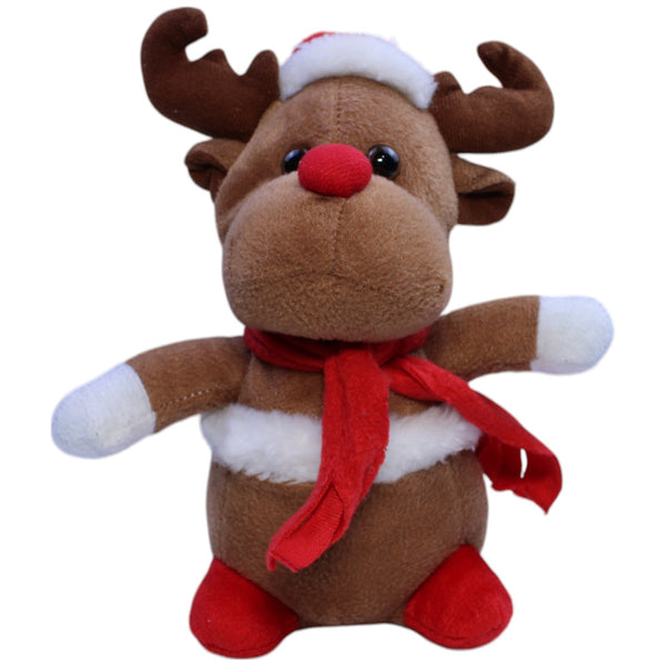 Rentier mit roter Nase, Weihnachtsmütze & Schal