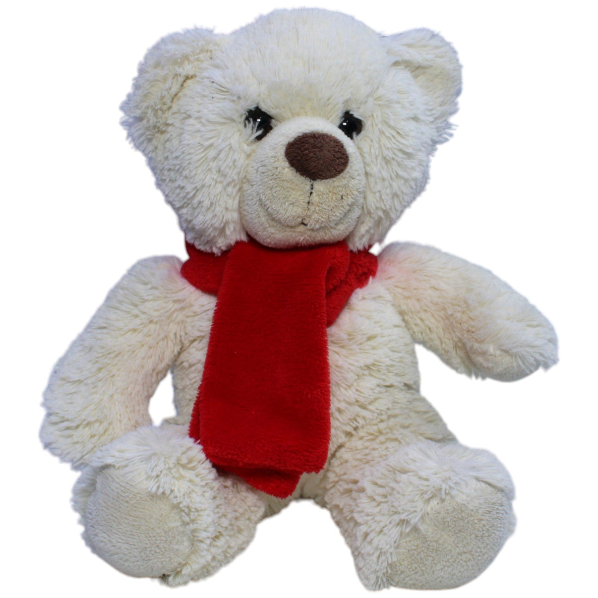 123000013576 JURO - Spielwarenvertriebs GmbH Weißer Teddy mit rotem Schal Kuscheltier Kumpel Leo Gebraucht Teddy Teddybär