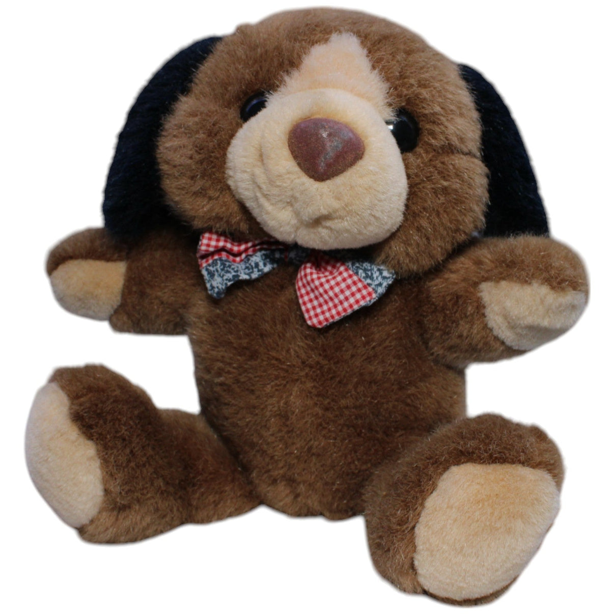 123000013581 Heunec Süßer Hund mit Fliege, braun Kuscheltier Kumpel Leo Gebraucht Vintage