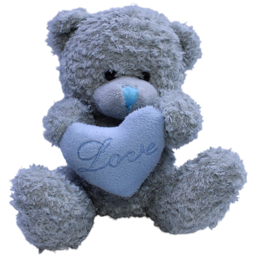 Trendy Plüsch, grauer Teddy mit Herz "Love"