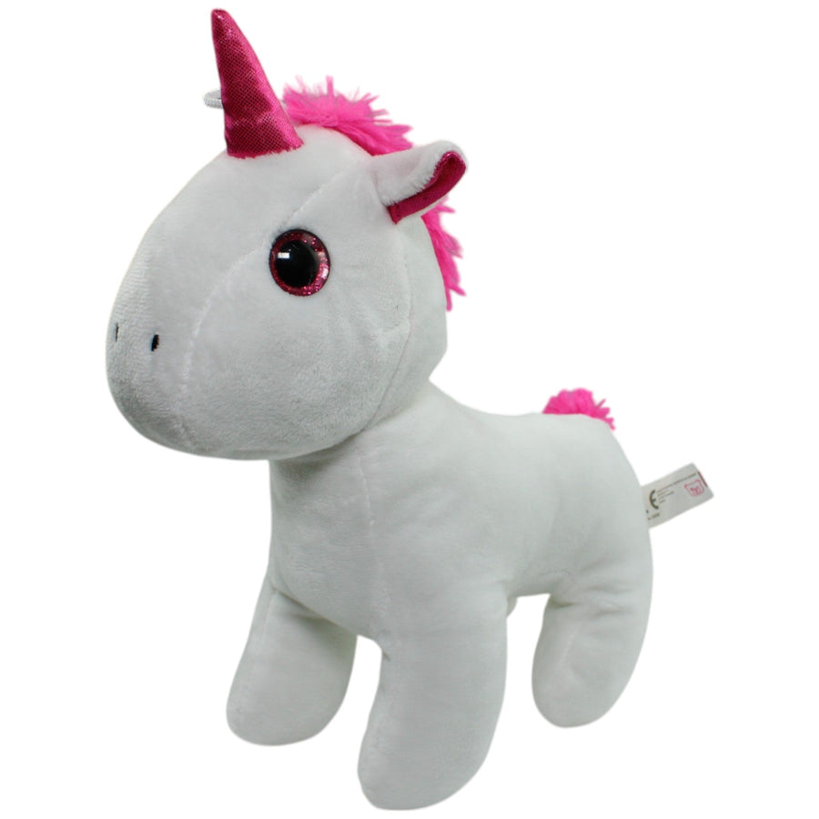 Weißes Einhorn mit pinken Haaren und Horn