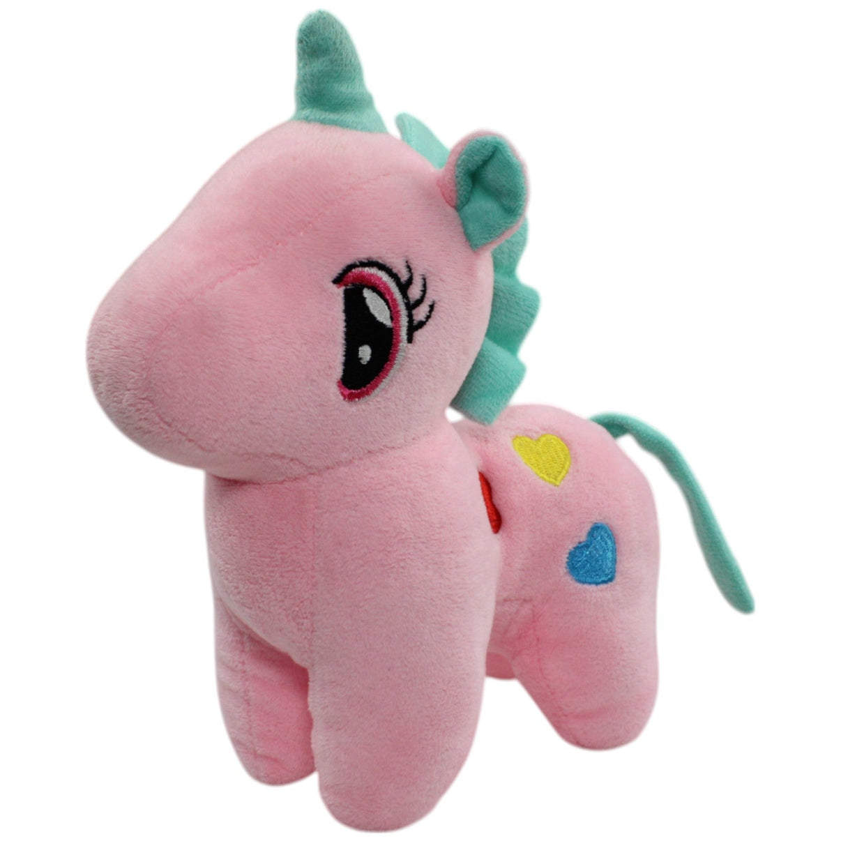 123000013740 Unbekannt Rosa Einhorn mit bunten Herzen Kuscheltier Kumpel Leo Gebraucht