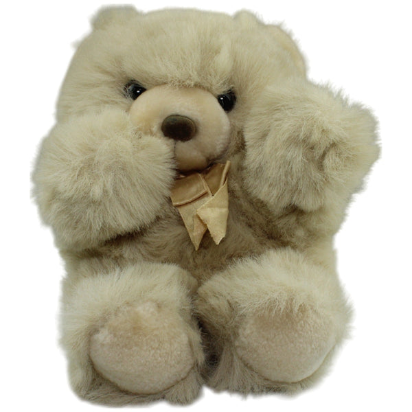 Sitzender Teddy mit Schleife, beige