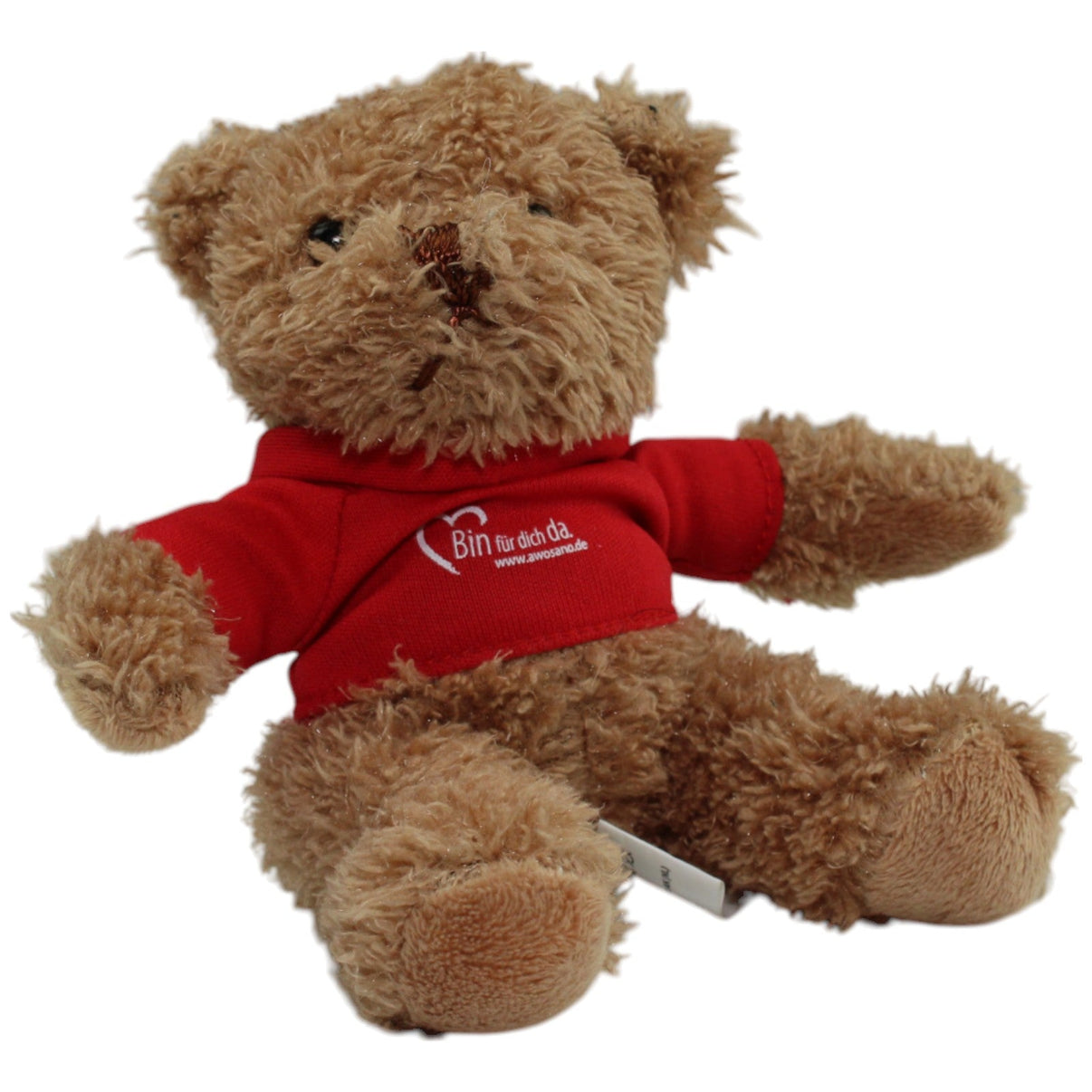 123000014004 Unbekannt AWO SANO, Teddy mit Shirt "Bin für dich da." Kuscheltier Kumpel Leo Gebraucht Teddy Teddybär