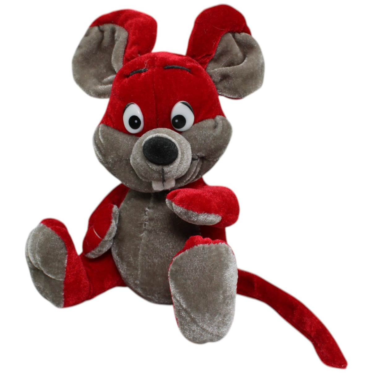 123000014018 Unbekannt Sitzend Maus, rot - grau Kuscheltier Kumpel Leo Gebraucht