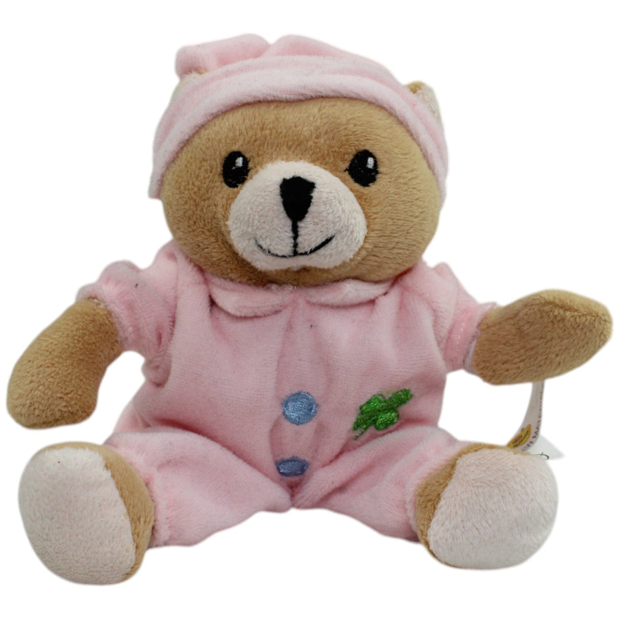 Traumbärchen Teddybär im Pyjama mit Kleeblatt, rosa