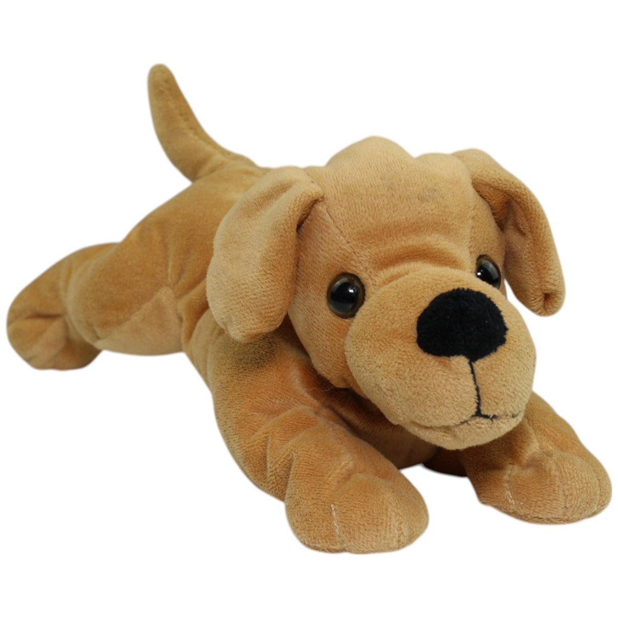 123000014111 Nicotoy Süßer brauner Hund, liegend Kuscheltier Kumpel Leo Gebraucht