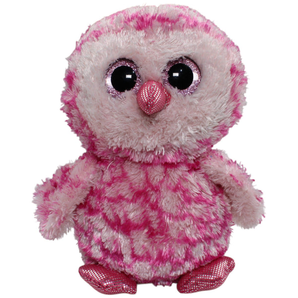 Eule mit Glitzerschnabel, pink-weiß