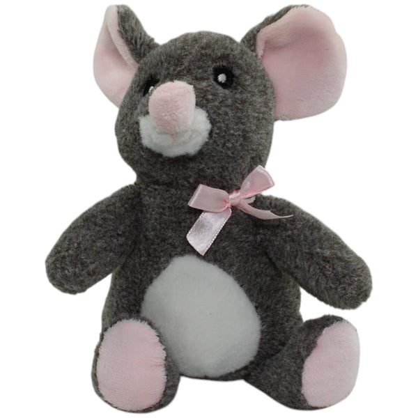 Graue Maus mit rosa Schleife
