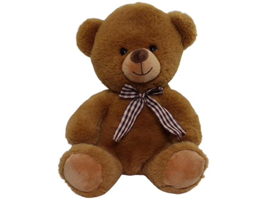 Süßer weicher Teddybär mit karierter Schleife