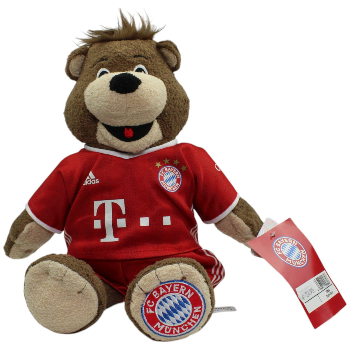 123000014618 FC Bayern München AG Maskottchen Berni im Heimtrikot, groß Kuscheltier Kumpel Leo Bär neu