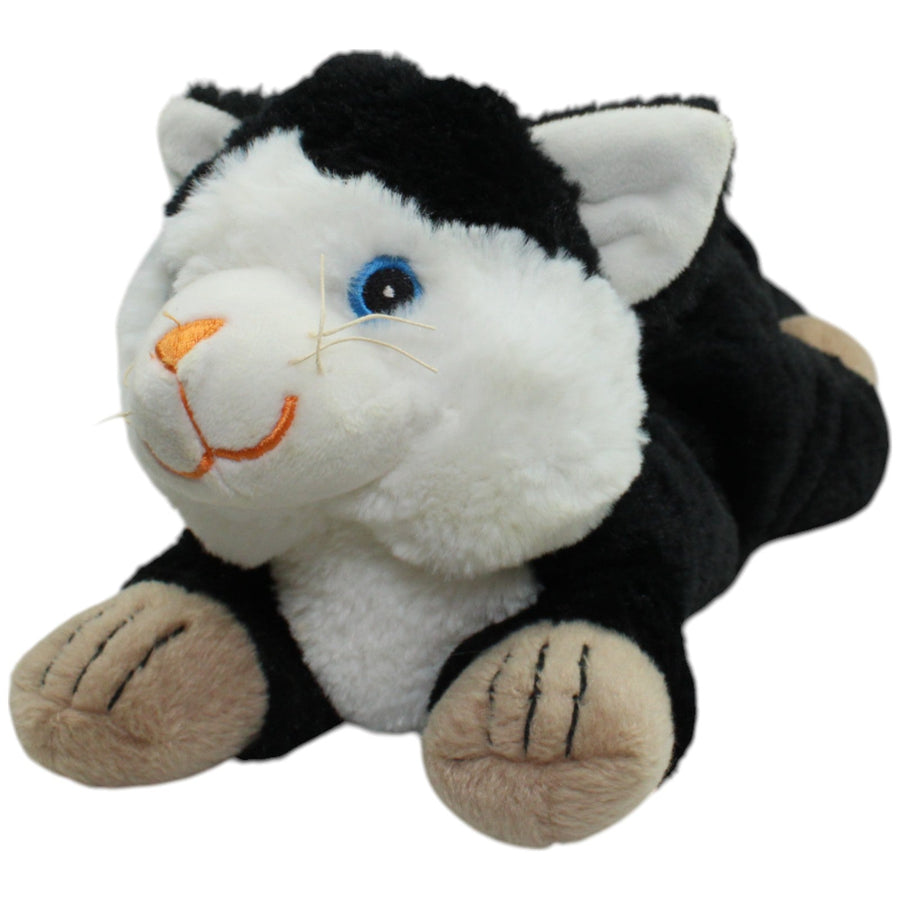 Süße liegende Katze, schwarz-weiß