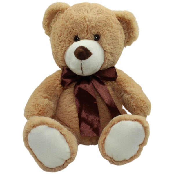 Weicher Teddybär mit brauner Schleife, hellbraun