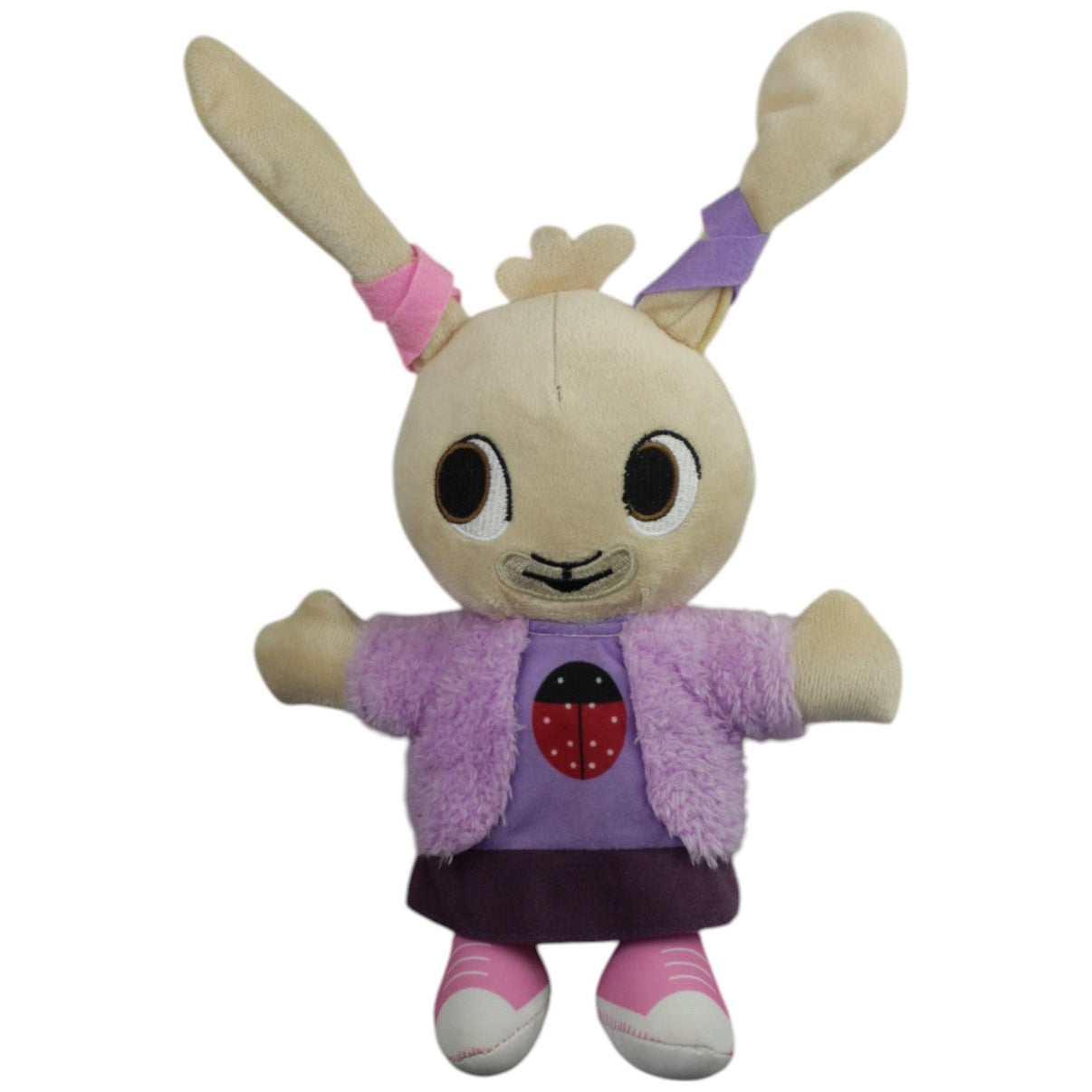 123000015172 Unbekannt Süßer Hase mit lila Kleidung, beige Kuscheltier Kumpel Leo Gebraucht Ostern Osternhase