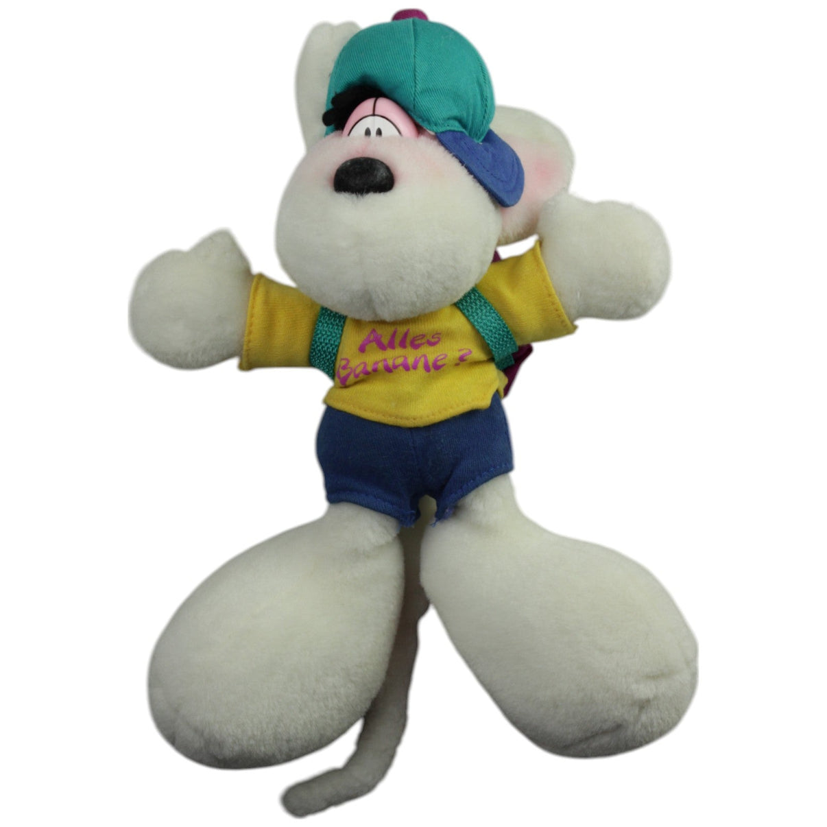 123000015233 Diddl Diddl - Maus mit Rucksack und Shirt "Alles Banane?" Kuscheltier Kumpel Leo _Vintage_ Gebraucht Vintage