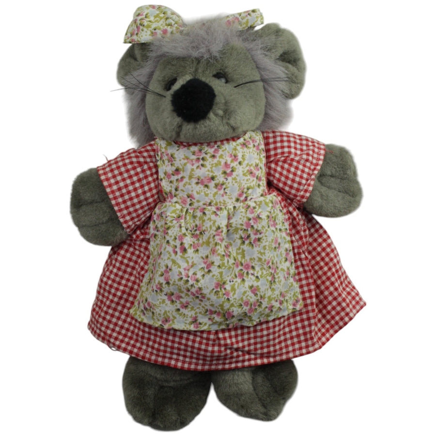 Maus mit rot-kariertem Kleid und Blumenschürze