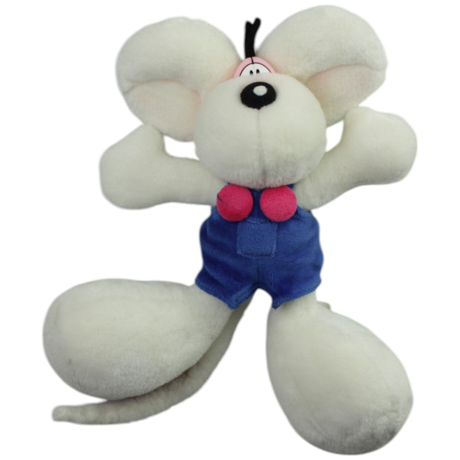 Weiße Diddl Maus in blauer Latzhose