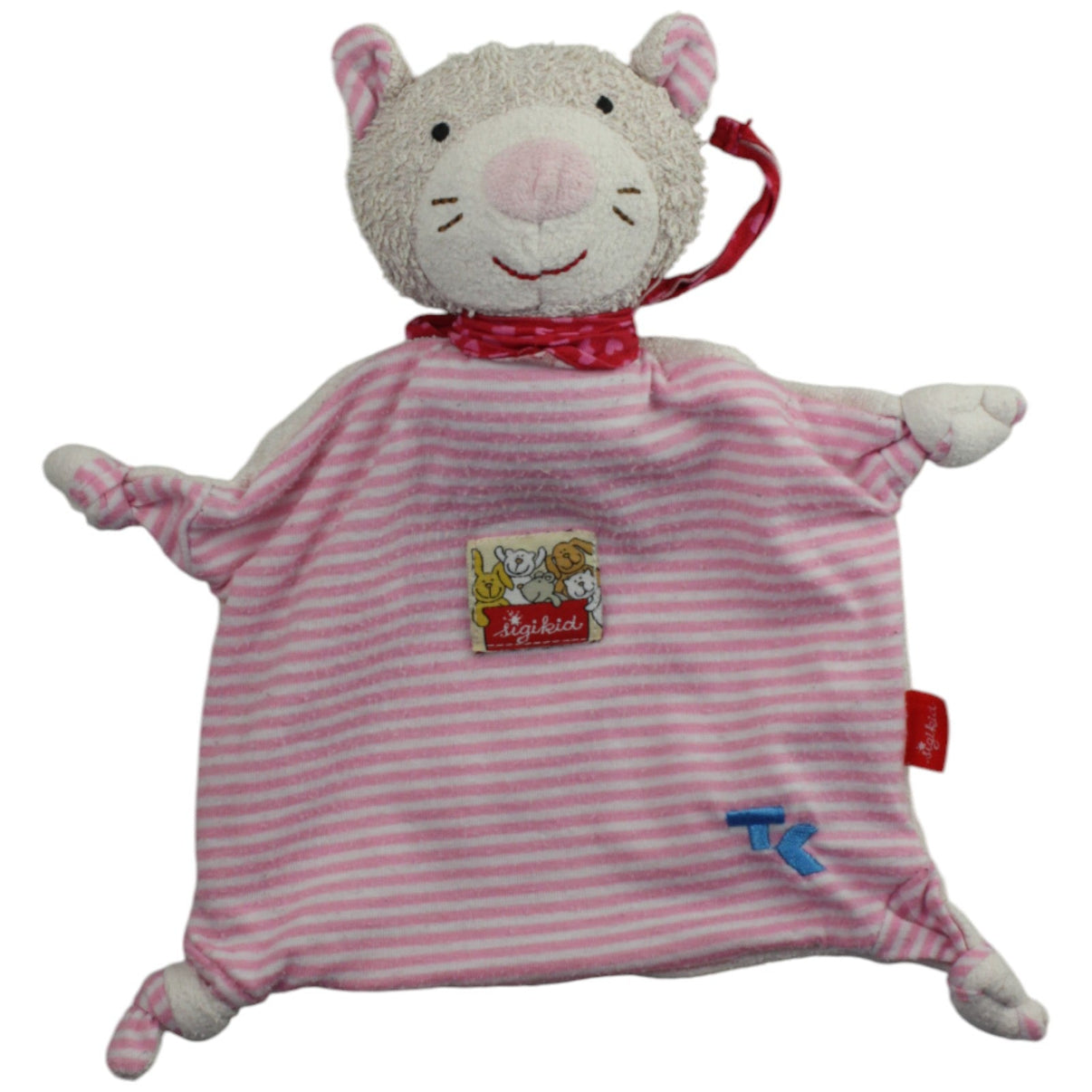 123000015455 Sigikid Techniker Krankenkasse Frottee Katze, rosa gestreift Schmusetuch Kumpel Leo Gebraucht Knuddeltuch Kuscheltuch