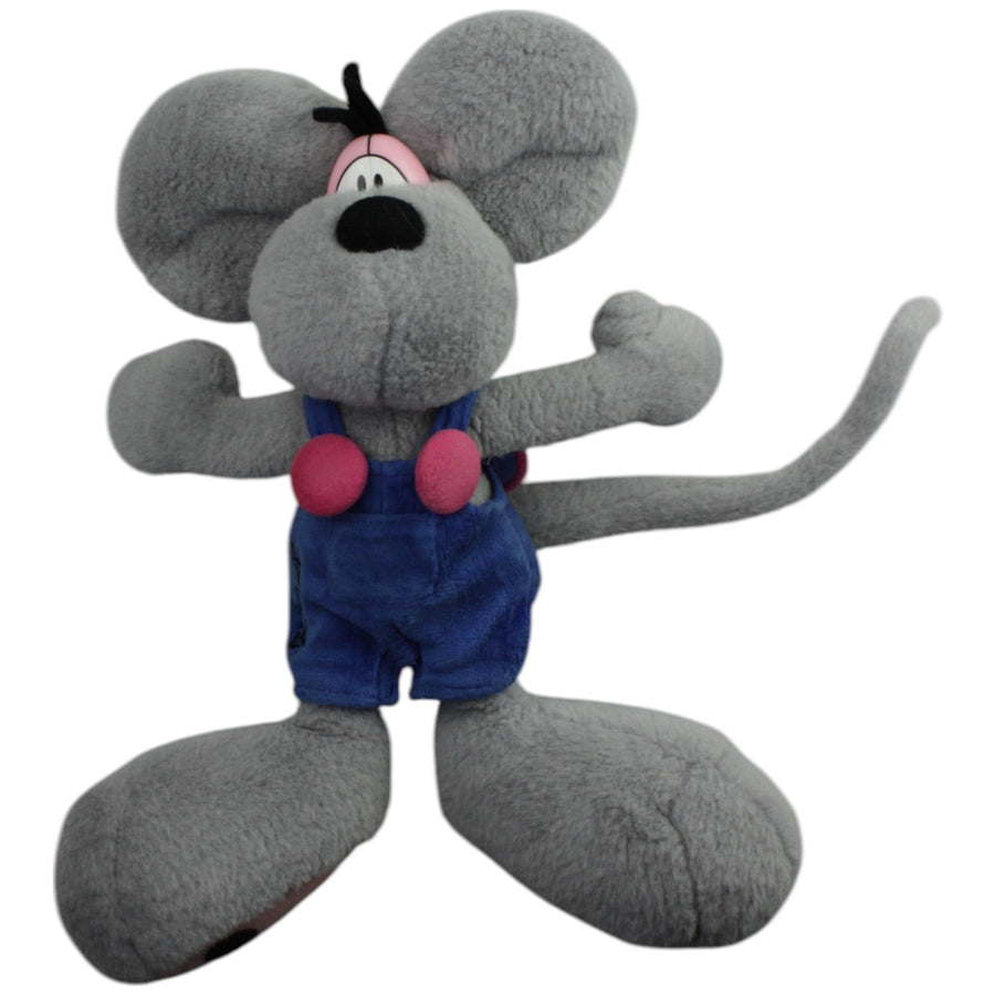 Graue Diddl-Maus in blauer Latzhose