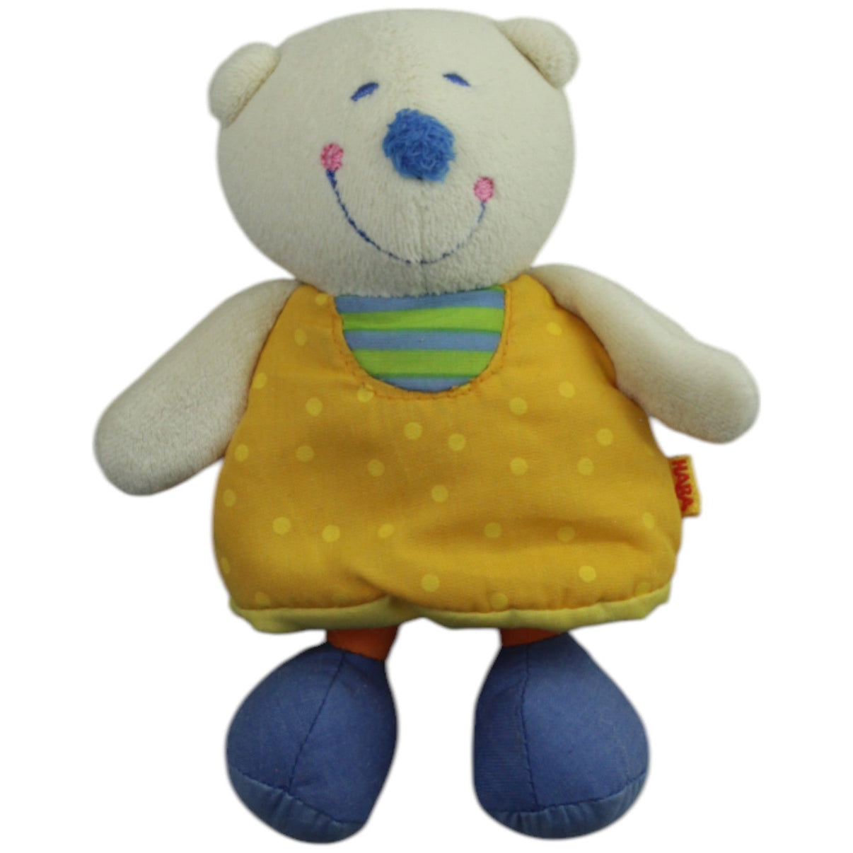 123000015562 HABA Teddybär mit orangem Kleid Weichpuppe Kumpel Leo Gebraucht