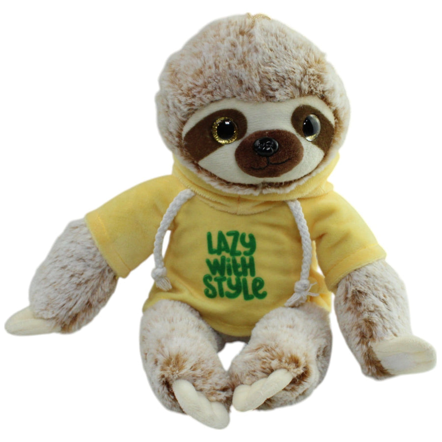 Braunes Faultier mit gelbem Hoodie "Lazy with Style"