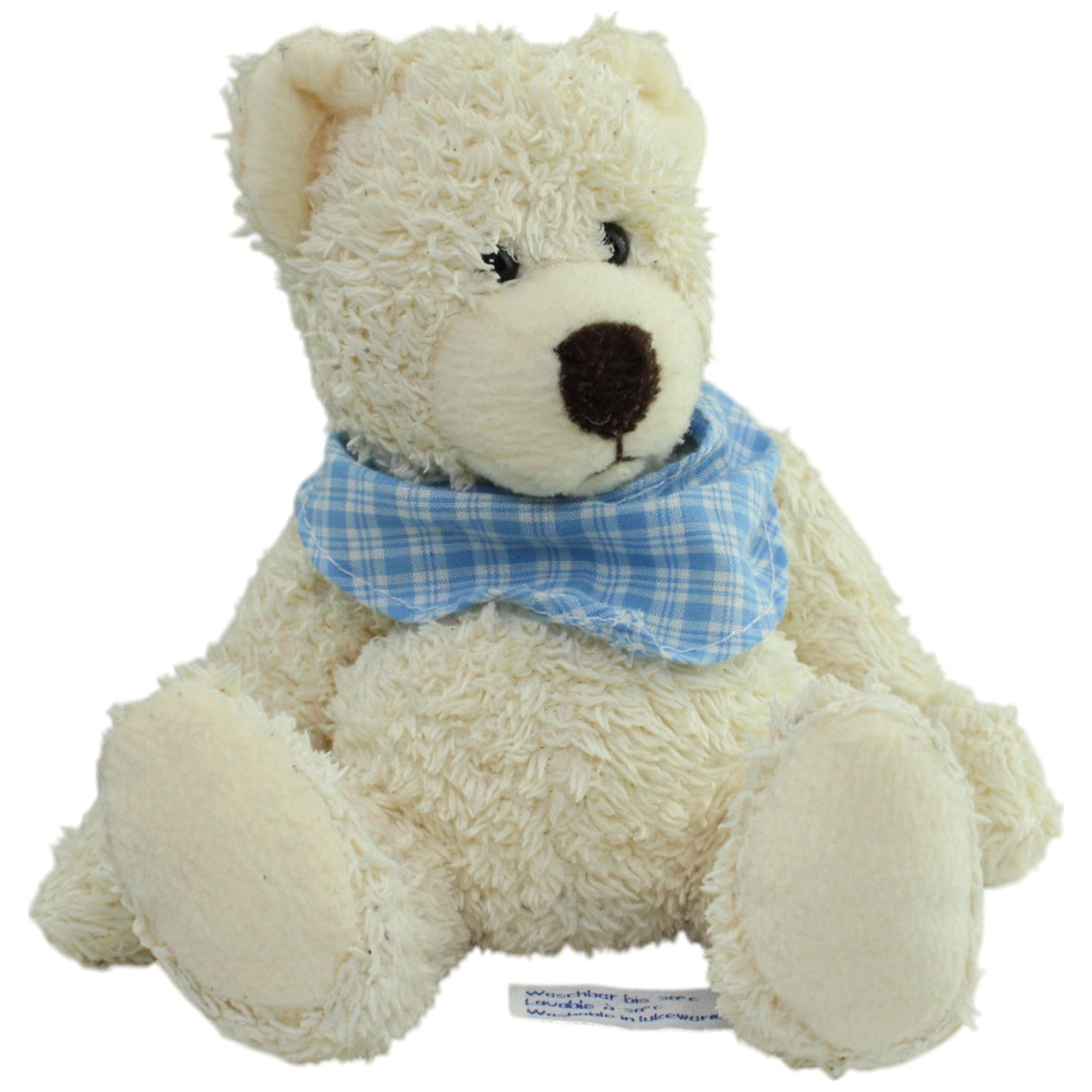 123000015678 Heunec Sitzender Teddybär mit blauem Halstuch, beige Kuscheltier Kumpel Leo Gebraucht Teddy Teddybär