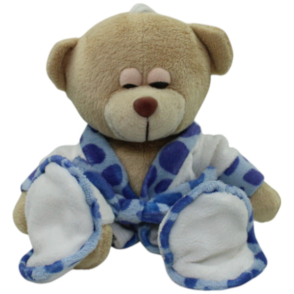 Müder Teddybär mit Bademantel und Hausschuhen