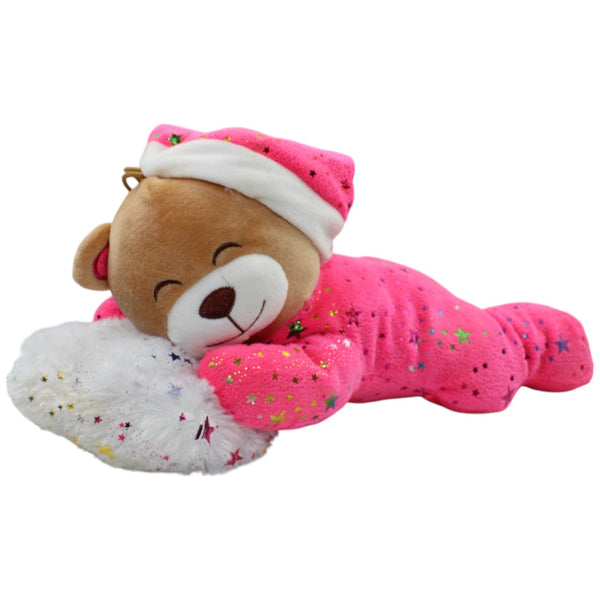 Flos Toys, pinker schlafender Teddy mit Glitzersternen