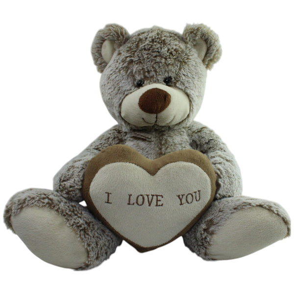 Kuschelfreund, grauer XL Teddy mit Herz "I LOVE YOU"