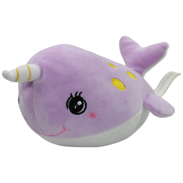 Kuschelfreund, Squishy Narwal, lila-weiß