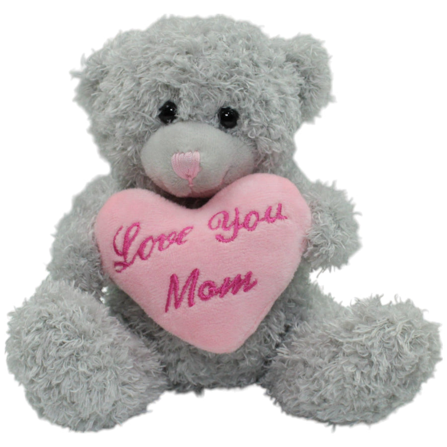 Grauer Teddy mit rosa Herz "Love You Mom"