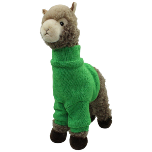 Alpaka in grünem Pullover, stehend