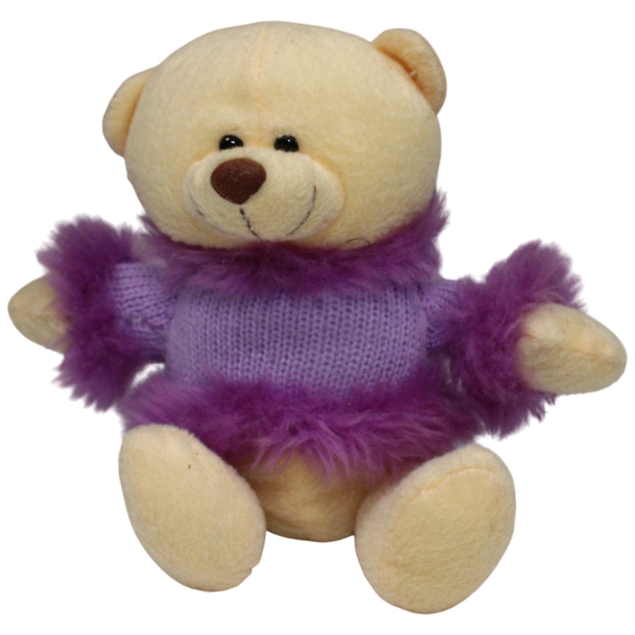 Beiger Bär mit lila Pulli