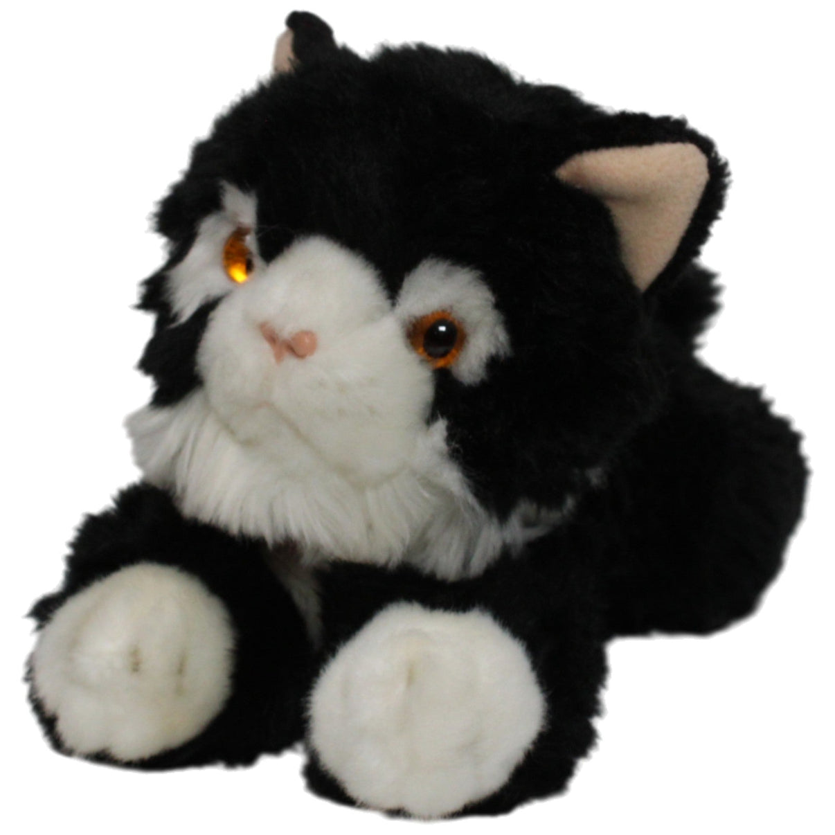123000017030 Unbekannt Schwarz - weiße Katze mit orangen Augen Kuscheltier Kumpel Leo 20cm Gebraucht Kuscheltier