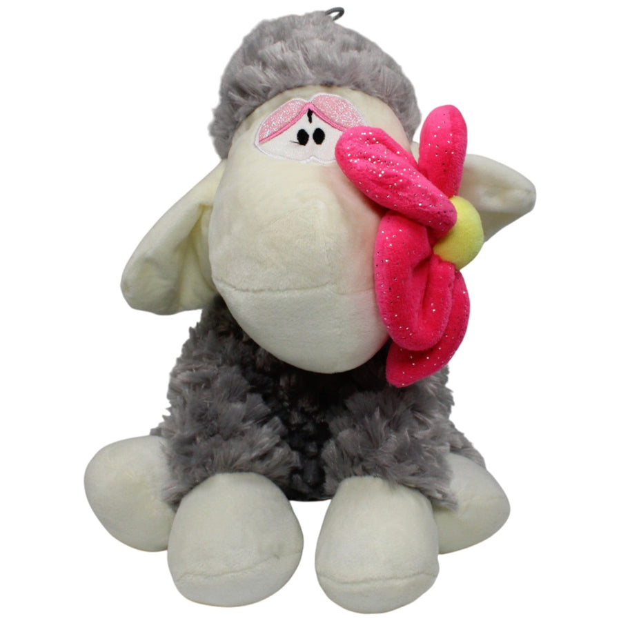 Flos Toys, sitzendes graues Schaf mit Blume im Mund