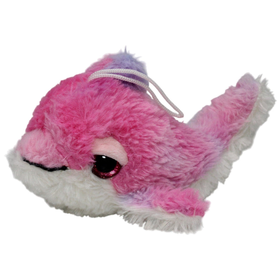 Flauschiger rosa Delfin mit Glitzeraugen