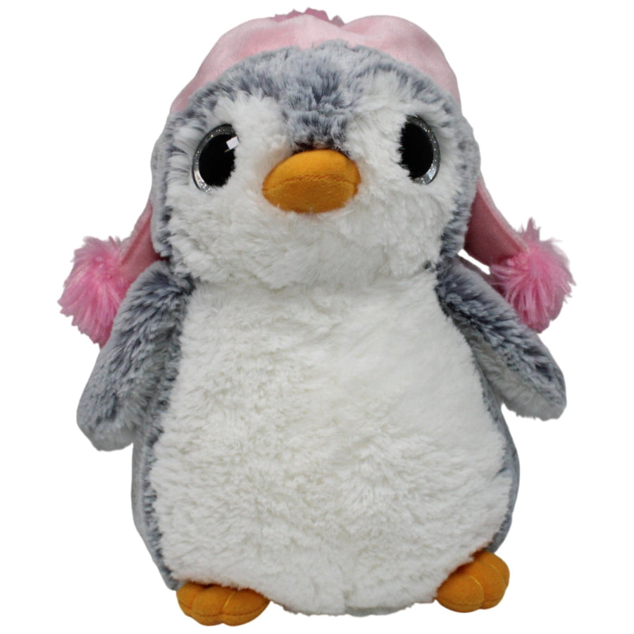 Pinguin mit Glitzeraugen & rosa Wintermütze, superweich