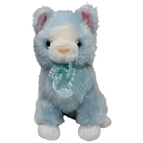 Blaue Katze mit Schleife, sitzend
